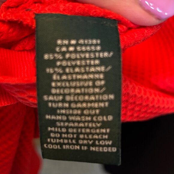 Lauren Ralph Lauren Red and Black Zip Front Long Sleeve Raglan Top Plus Size 3X - Picture 10 of 11